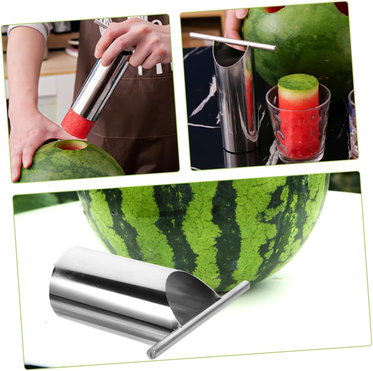 SHOWERORO Stainless Steel Watermelon Corer Puncher Easy to Use Fruit Slicer Tool Kitchen Fruit Cutter for Melon