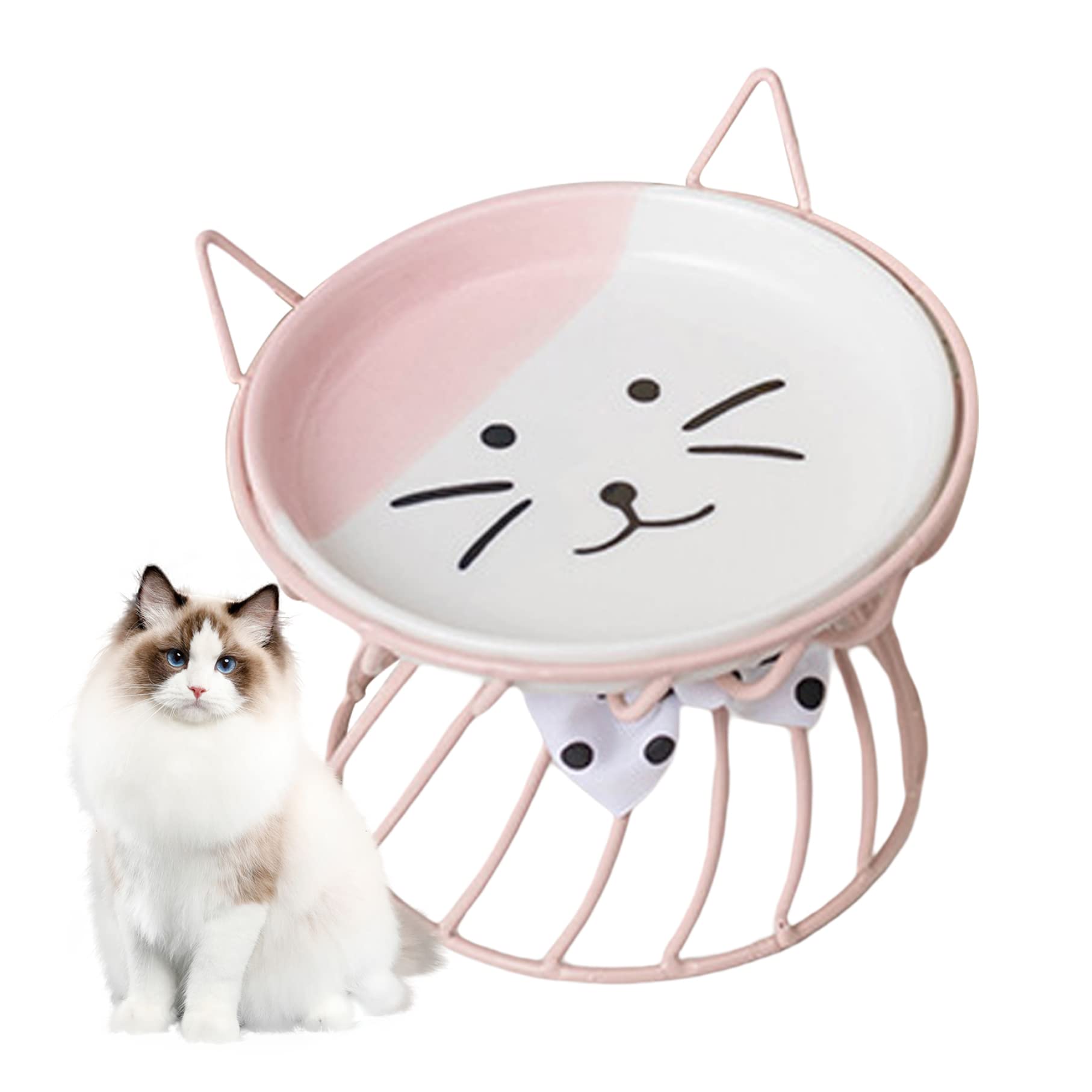 Cat Food Bowl Ceramic Cat Bowl with Stand Cute Cat Raised Feeding Plate Elevated Pet Bowl for Cat Dog Feeder Bowl Decorative Bowls