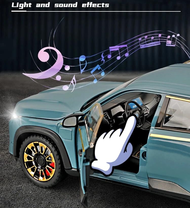 Image of 1:24 B.M.W XM SUV Diecast Alloy Model Car - Pull Back Toy Vehicle with Sound, Lights, Openable Doors - Metal Sports Car Toy Gift for Boys & Kids (Blue)