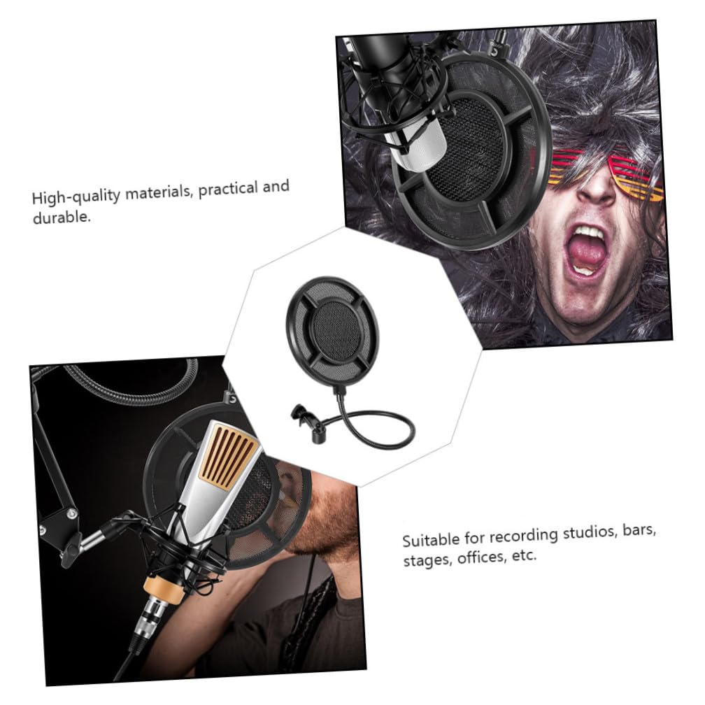 Microphone Filter Windschutz Pop filter Schwarz Langlebiger Mikrofonschutz mit Starker Biegsamkeit Wiederverwendbar Schützt vor Speichel und Sorgt für Sauberen Klang für