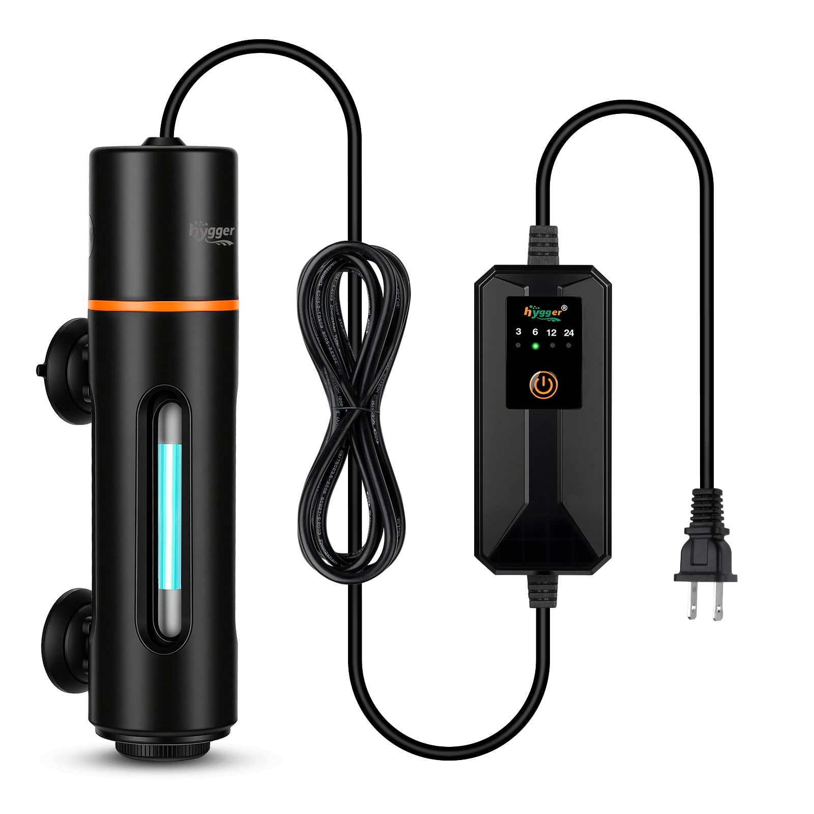 hygger Aquarium U-V Light with Timer, 360° Protective Shield Clean Lamp for Green Water & Algae, Amphibian Small U-V Light for Freshwater & Saltwater