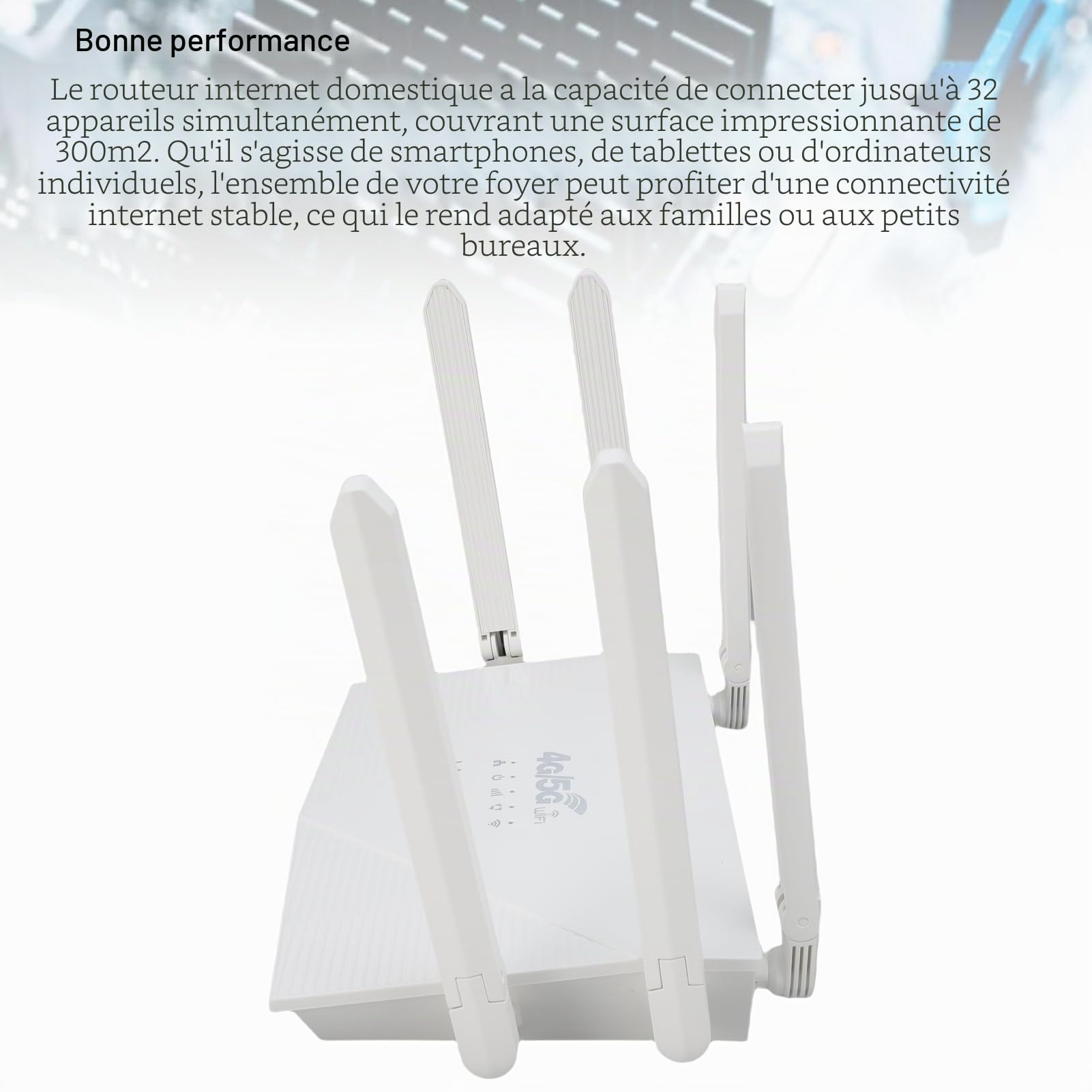 Tonysa Routeur sans Fil WiFi6, 4G CPE LTE 300 Mbps 6 Antennes Routeur Internet sans Fil avec Emplacement pour Carte SIM, sécurisé pour Bureau, Vente au Détail,