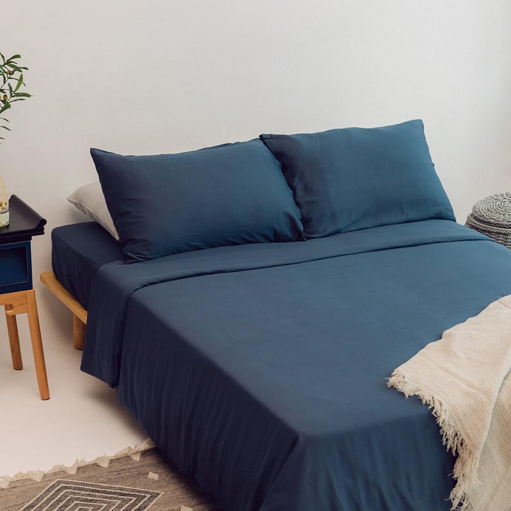 Bamboo Rayon Pillowcase Pair Seaglass Blue Queen