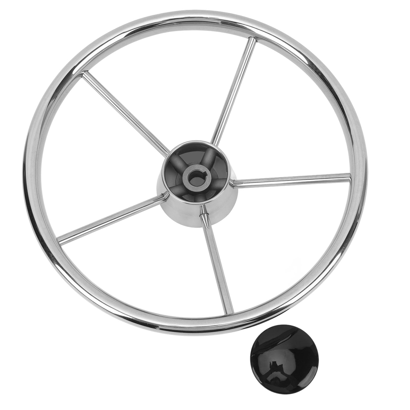 Generic 13-1/2 Zoll Marine-Lenkrad, Elegantes Poliertes Finish für Boote, Yachten, Schiffe, 5-Speichen-Edelstahl