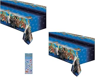 How to Train Your Dragon Birthday Party Supplies Bundle Pack Includes 2 Plastic Table Covers and 1 Esave Dinosaur Sticker Sheet