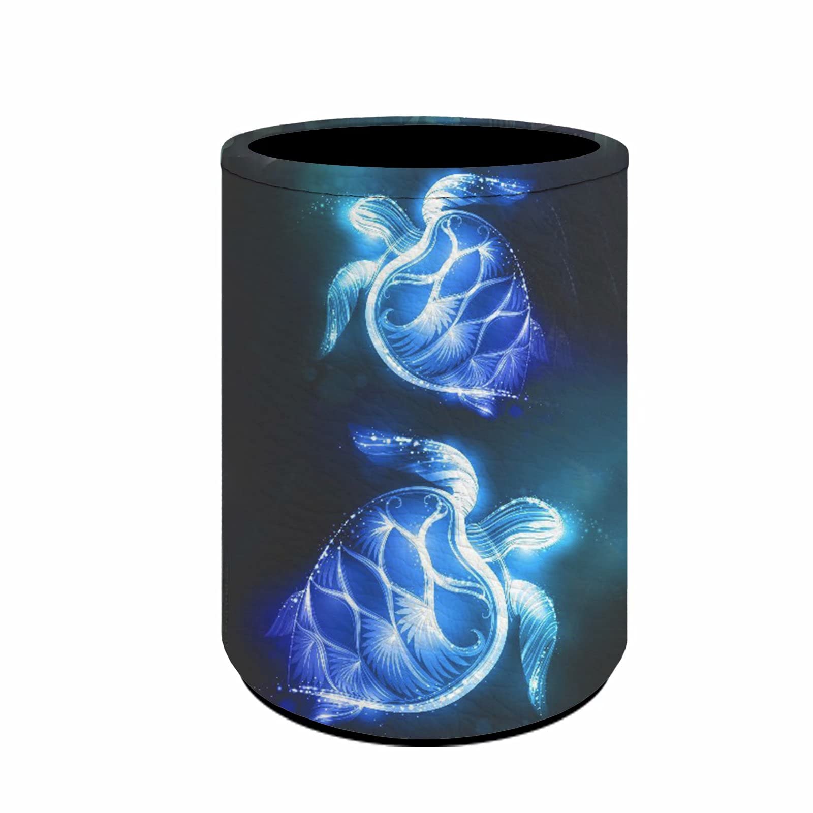 chaqlin Neon Sea Turtle Printed Pen Holders for Desk,PU Leather Metal Pencil Holder for Women Men Gifts,Office Pen Organizer Control Storage Box(Blue) โ image 1