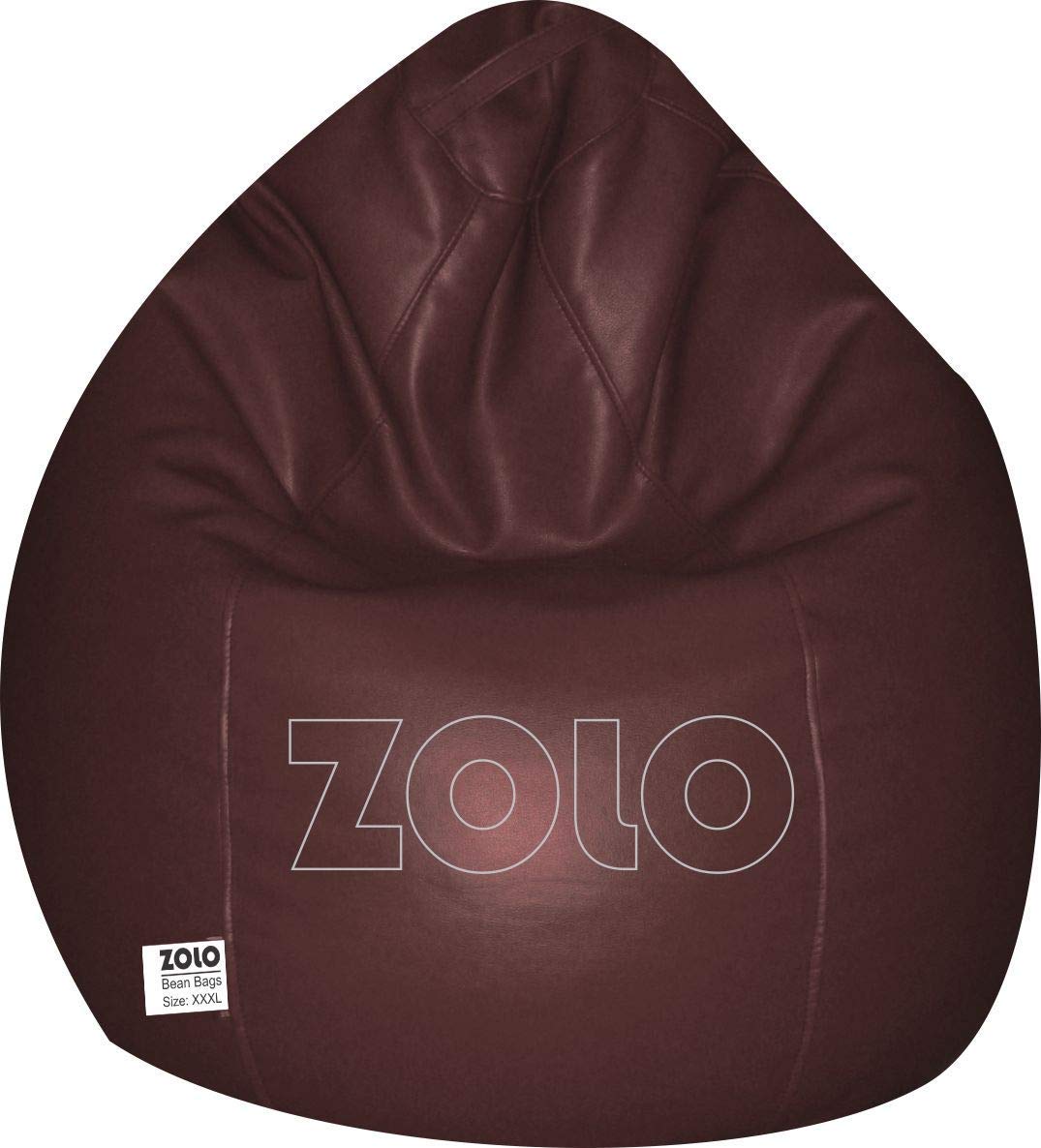ZOLO CV3 (XL/XXL) Leatherette Bean Bag - Black - Brown - Red - Without Beans - Cover Only (XL, Brown)-image-40