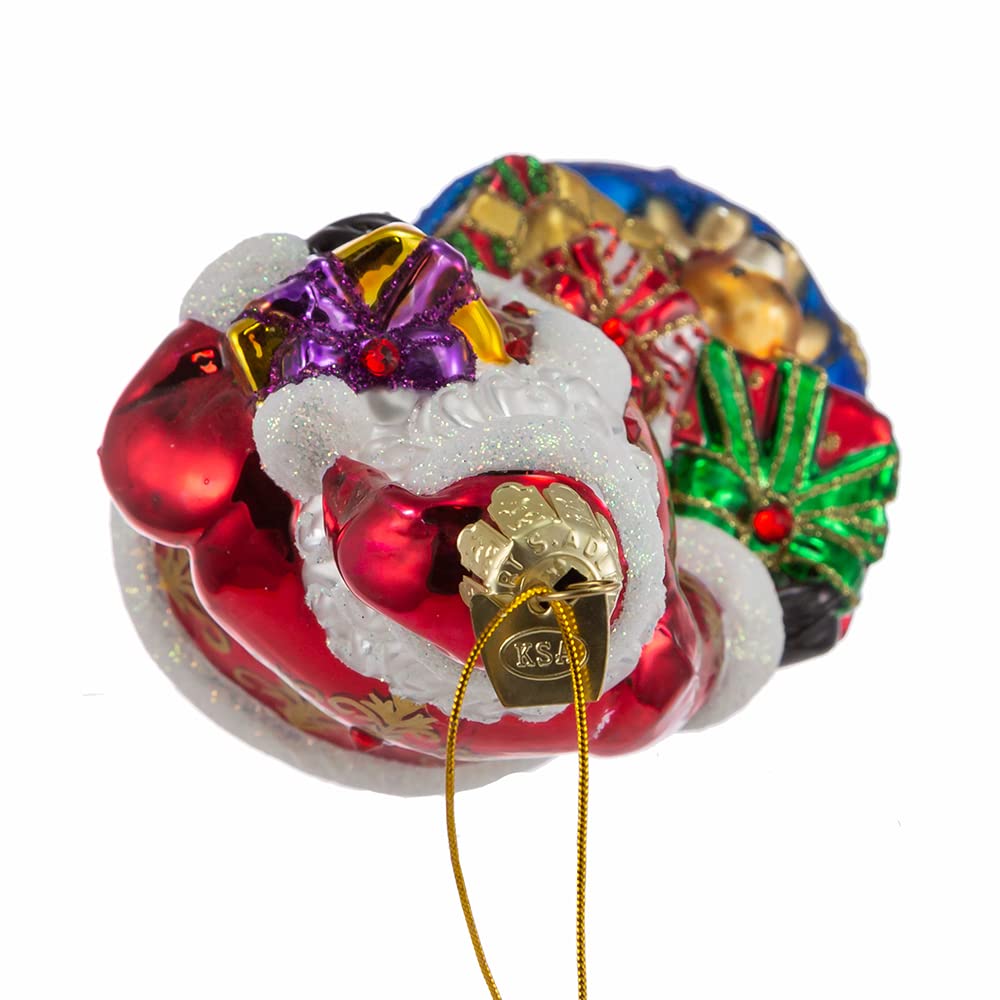 Kurt S. Adler Bellisimo - Decorazione Natalizia Babbo Natale In Vetro Con Giocattoli E Regali, 17 Cm, Multicolore