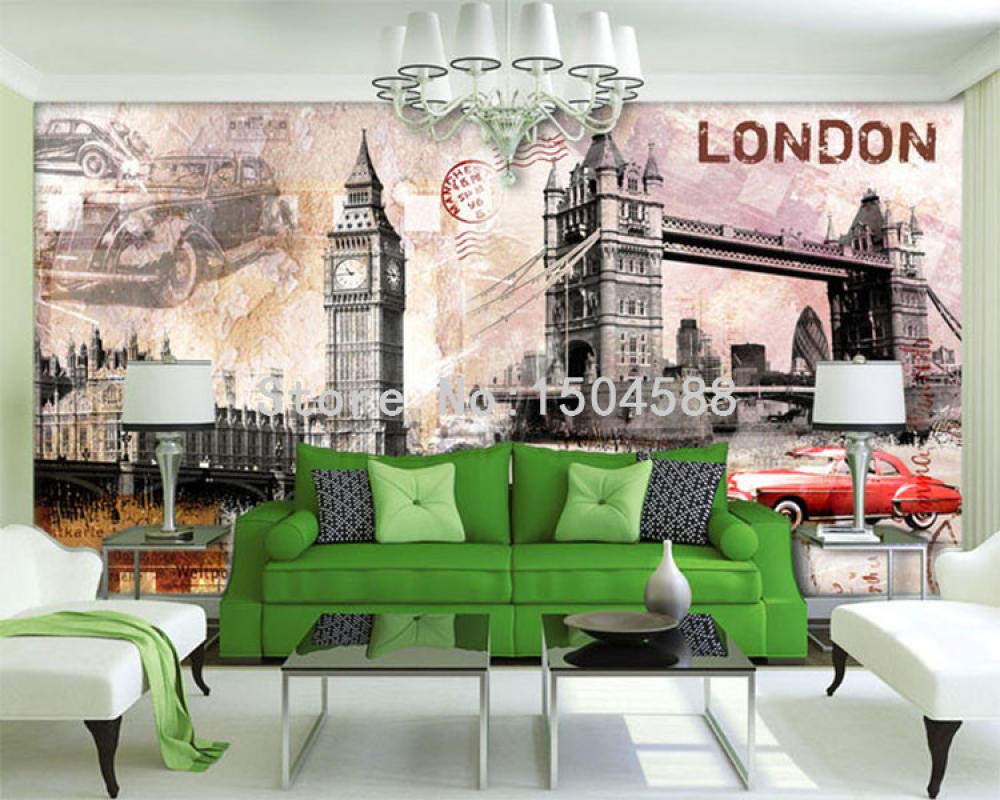 Papier peint panoramique Londres Tower Bridge 3D, fresque rétro premium pour décoration de club