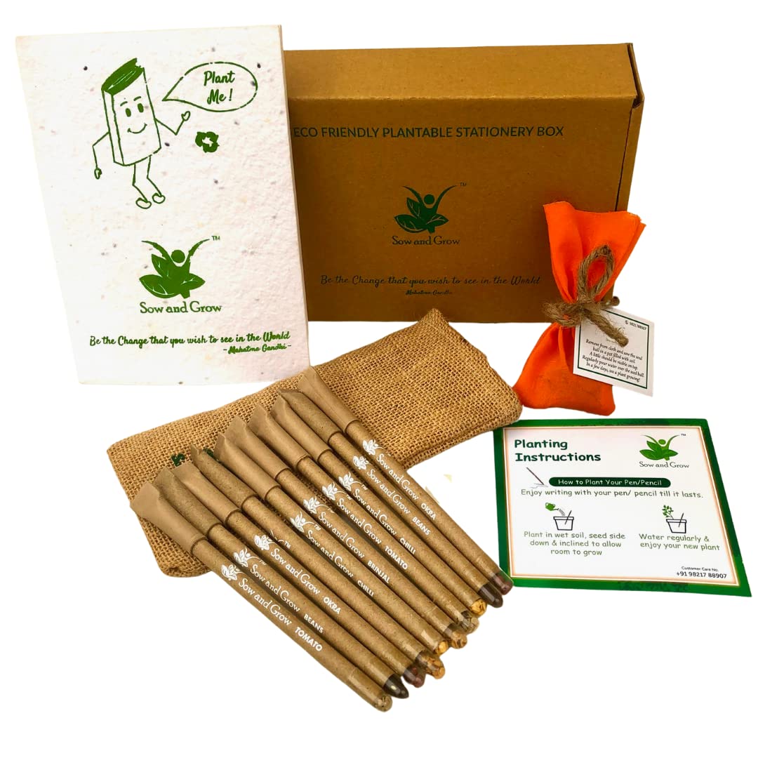 Sow and Grow Brown Box Collection: 10 Seed Paper Pens + 1 Seed Diary + 1 Seed Ball | Eco Friendly Gifting (B0881SD32K) Amazon Price History, Amazon Price Tracker