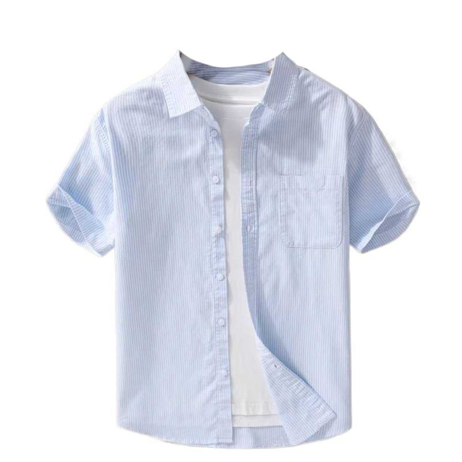 Camicetta Streetwear da Uomo a Righe a Taglio Slim, Colletto abbattuto, Top Casual Estivo