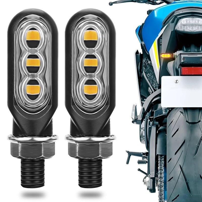 Faro Posteriore Stop Running Indicatori di direzione per moto da 10 mm, 3 LED, indicatori, lenti lampeggianti, 12 V, per cross, fuoristrada, ATV