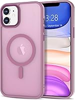 Vista 304 de Anuck - Funda magnética para iPhone 11 compatible con MagSafe, carcasa trasera mate translúcida dura, borde de TPU, delgada, resistente a impactos