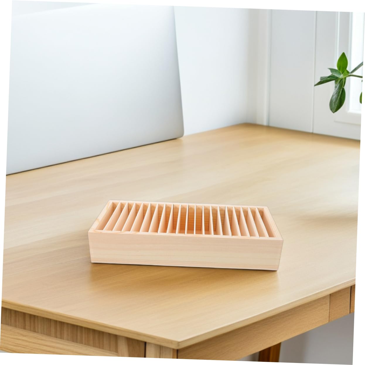 Organizador de Tarjetas de Madera de 2 Piezas Compartimentos