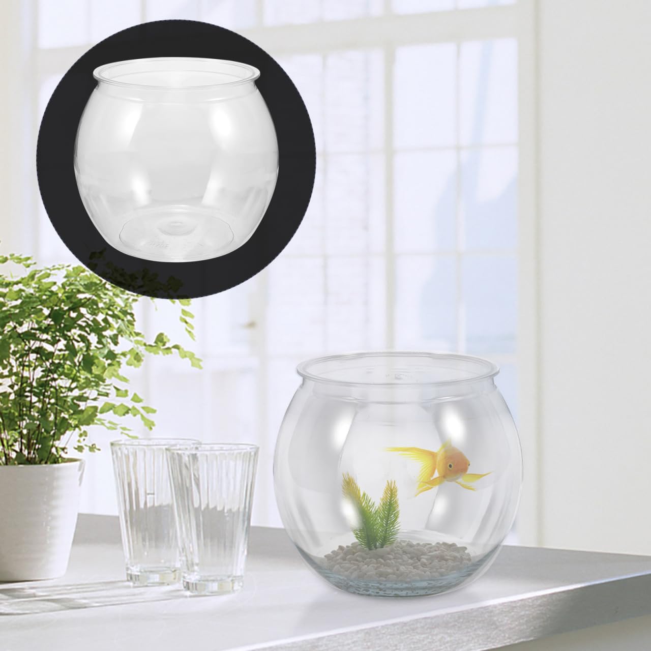 Bol À Poisson Transparent Petit Aquarium Rond en Plastique Bocal À Poissons pour Betta Facile À Nettoyer pour Poissons Tortues Et Petits Reptiles Décoration Maison Bureau
