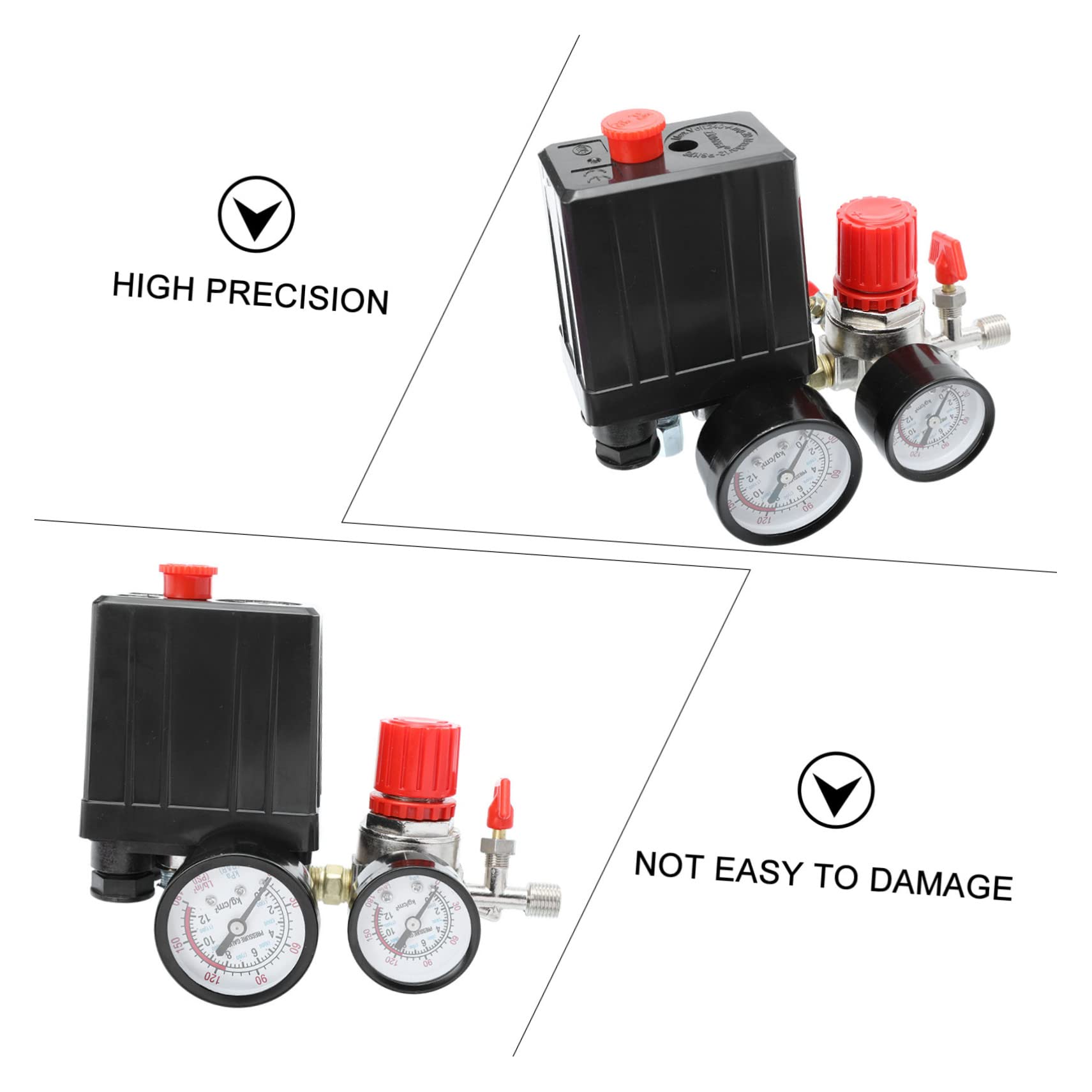 WOONEKY Valvola di Pressione 220/380v Plastico e Ferro Regolatore Manometro per Compressore Aria a 4 Fori per Controllo Aria