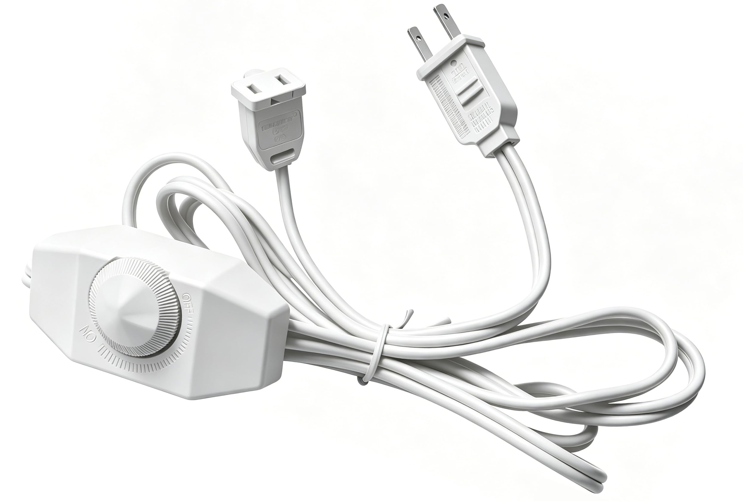 Photo 1 of [UL Listed] White Extension Cord with Dimmer Switch, 6FT/1.8m Lamp Dimmer, 2 Prong Rotary Control for 120V 150W Dimmable LED/Halogen/Incandescent Lights