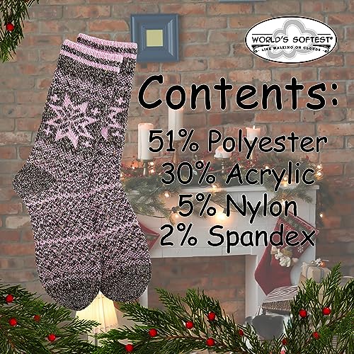 Image of World's Softest Cozy Collection Crew Socks - Smooth Multi Colors Cozy Socks - Knit Top Holiday Spirit Fashion Socks