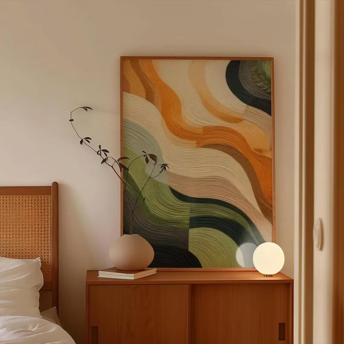 awtrhfc Wavy Earth Tone Abstract Wall Print Decor Warm Boho Art for Bedroom Accent, Living Room Wall Decor(30x45cm(12x18in)/No frame)