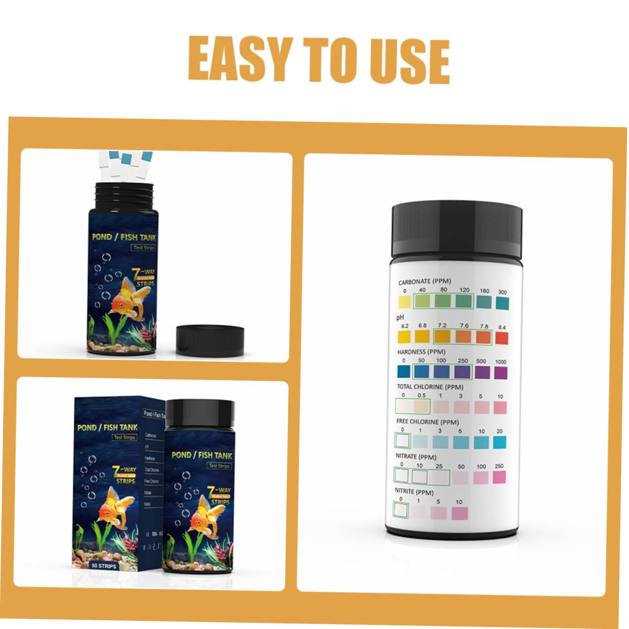 PRETYZOOM 5 Sätze Teststreifen Für Die Wasserqualität Pool Teststreifen Testen Fisch Erkennung Für Poolwasser Tank Wassertest-set Für Aquarien Tester Für Wasser Pvc 50 Stück * 5