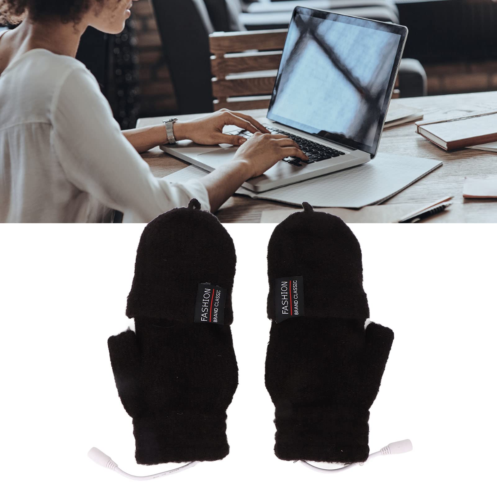 USB-beheizte Handschuhe, halbe Hände, wärmere Handschuhe, elektrische doppelseitige Heizung, warme Laptop-Handschuhe für drinnen und draußen(Schwarz) Computer & Zubehör