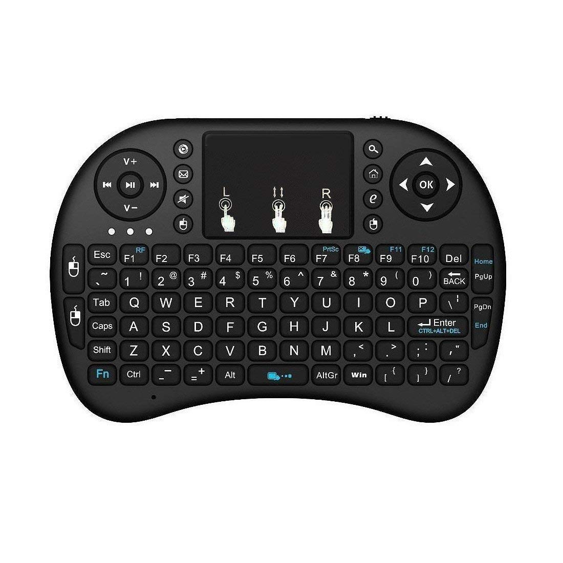 ShopAIS Mini Wireless Keyboard and Mouse(Touchpad with Backlight) with Smart Function for Smart Tv, Android Tv Box, Raspberry-Pi, Android & iOS Devices (Black)