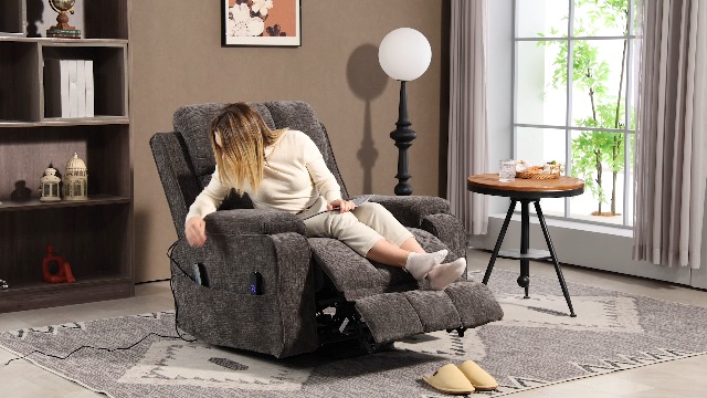 Sillón reclinable eléctrico azul grisáceo grande miniatura 7