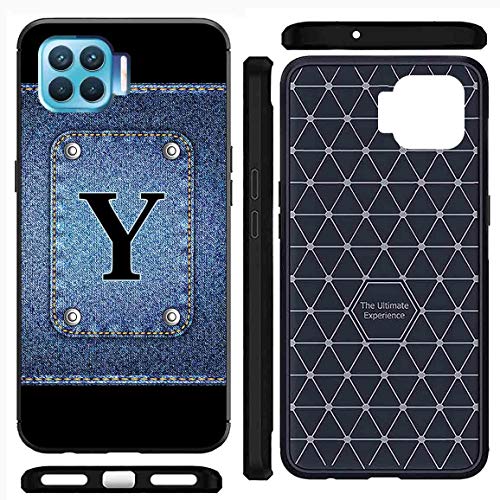 Image of Amazon Brand - Solimo Designer Button Jeans Alphabet-Y Printed Soft & Flexible Hybrid Back Case Mobile Cover for Oppo F17 Pro
