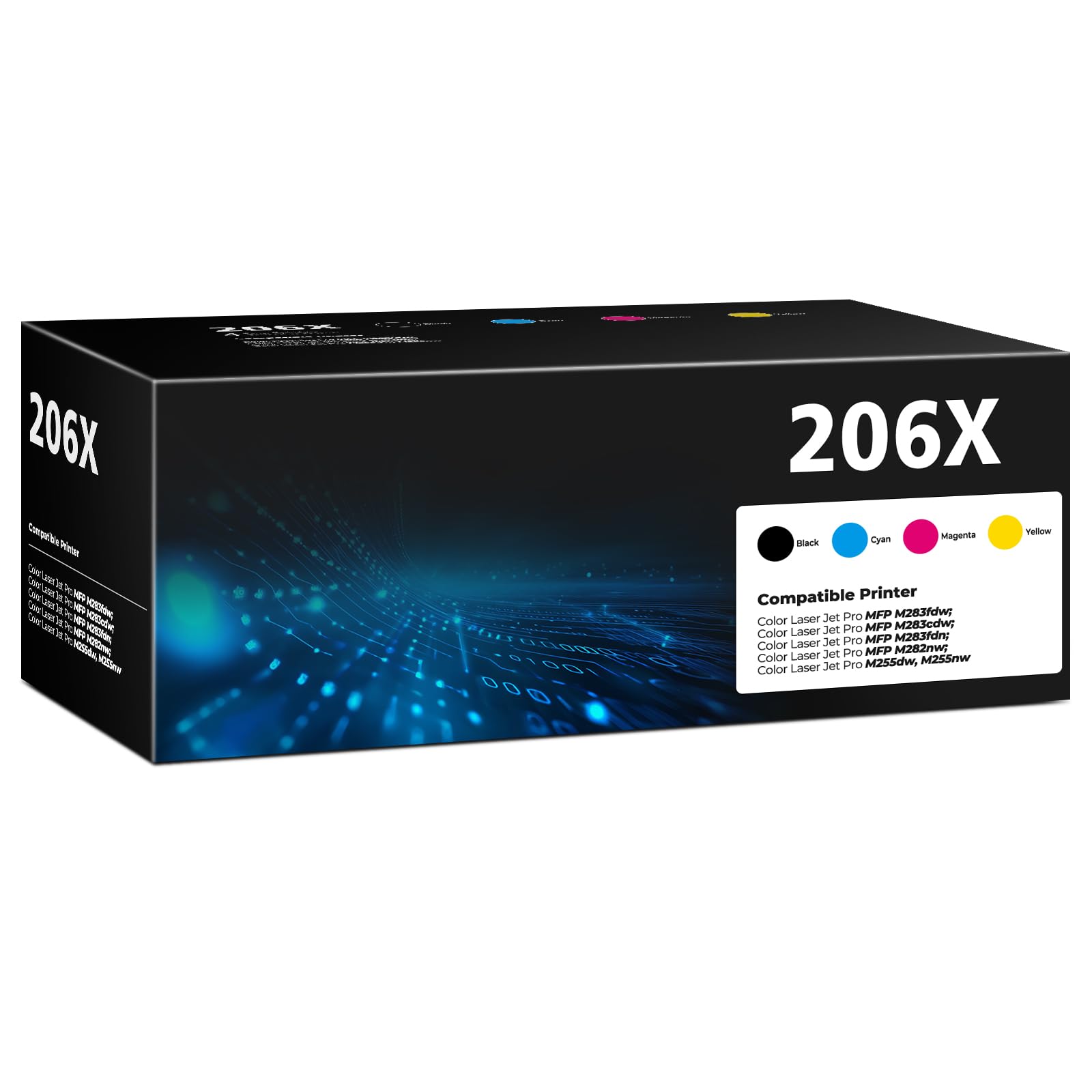 206X Toner Cartridges 4 Pack for Laser Jet M283cdw M283fdw M255dw Compatible for HP 206X 206A W2110X Compatible with Color Laser Jet Pro MFP M283fdw
