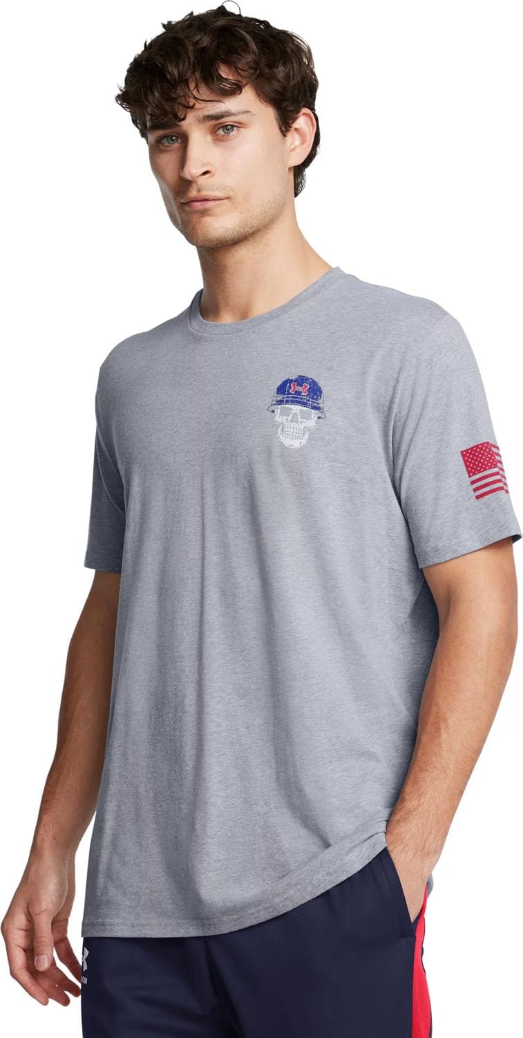 Under Armour - Mens Freedom Skull T-Shirt, Color Steel Light Heather (035), Size: Large