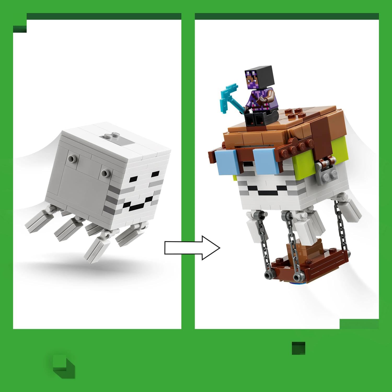 LEGO Minecraft Ghast-Station - Spielzeug mit 8 Figuren inkl. 2 Skelette und 4 Ghasts mit Zubehör - Zimmerdeko für Kinder - Gaming-Geschenk für Jungen, Mädchen und Fans ab 9 Jahren - 21597