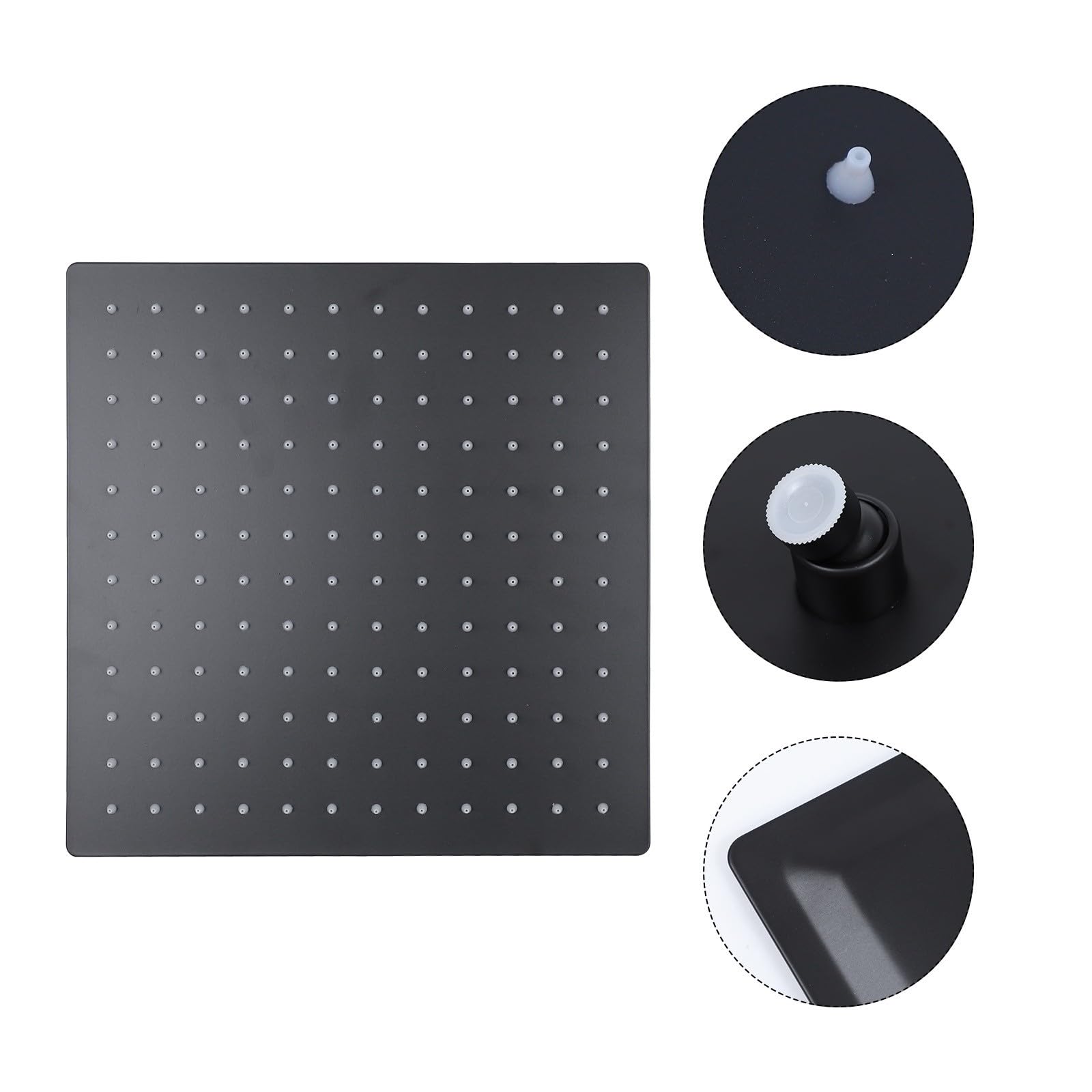 Artibetter Cabezal Rociador de Baño Cuadrado de Acero Inoxidable Negro, Ducha de Alta Presión de 12 Pulgadas para Aliviar Fatiga Diseño Práctico