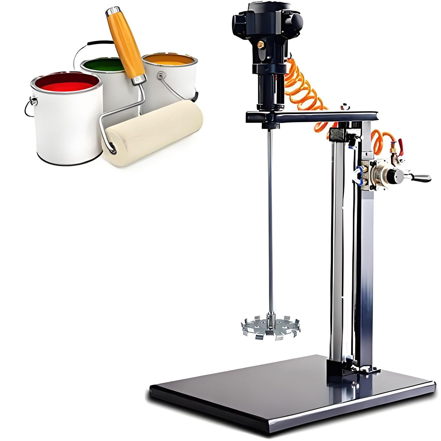 Jozyjul Dispersingdisc Pneumatic Paint Mixer Machine, 5Gal / 20L Automatic Lift Paint Stirrer, Air Bracket Agitator Blender Stirrer, Vertical Paint Stirring Machine, Ink Coating Mix Tool