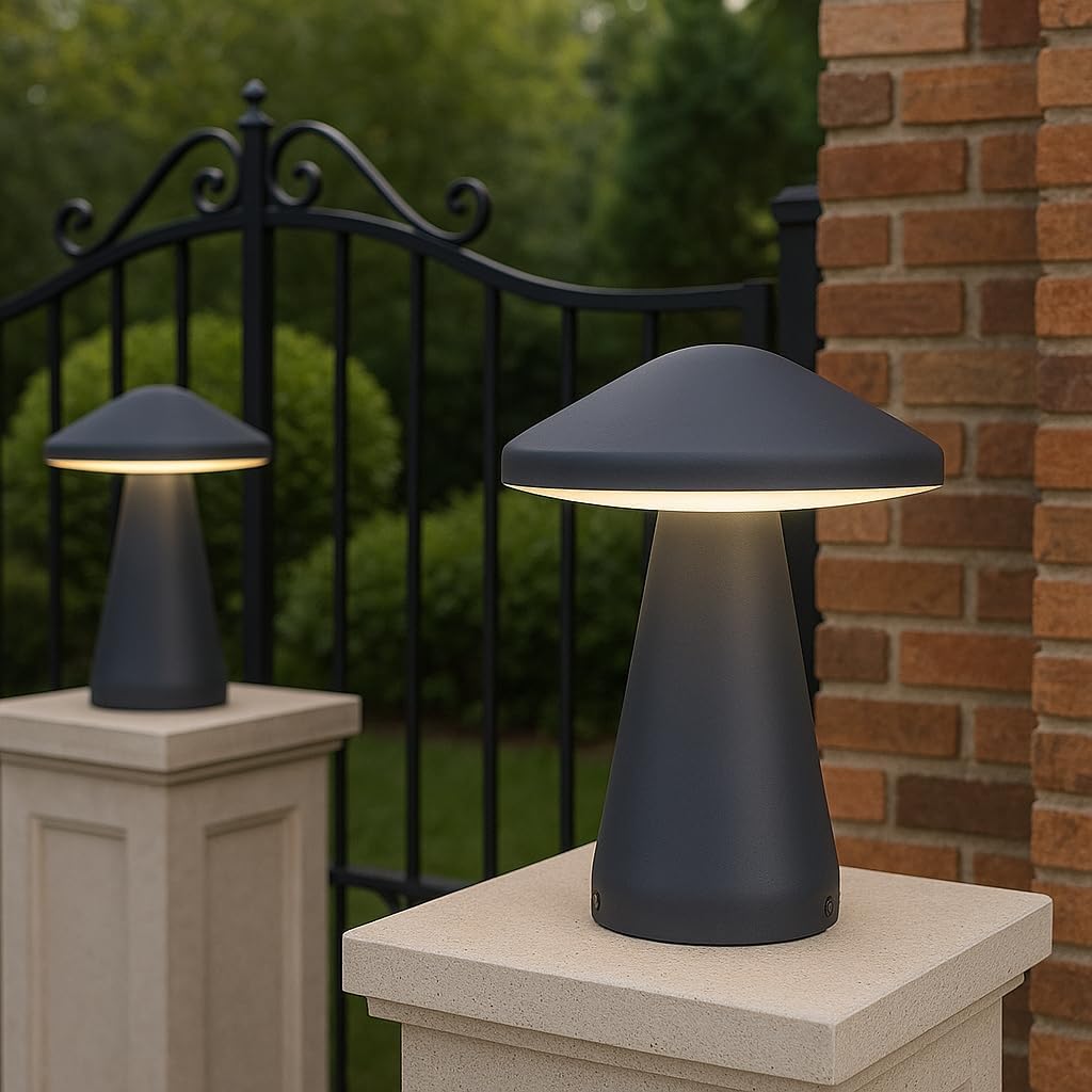 OJIT Premium Grrey Unique Mashroom Shape Outdoor Led Gate Light (Pack of 2) for Home Gate and Garden. Shop, Hotel, Garden, resturant, Office, Park, Pillar, Pole Etc-picture-25
