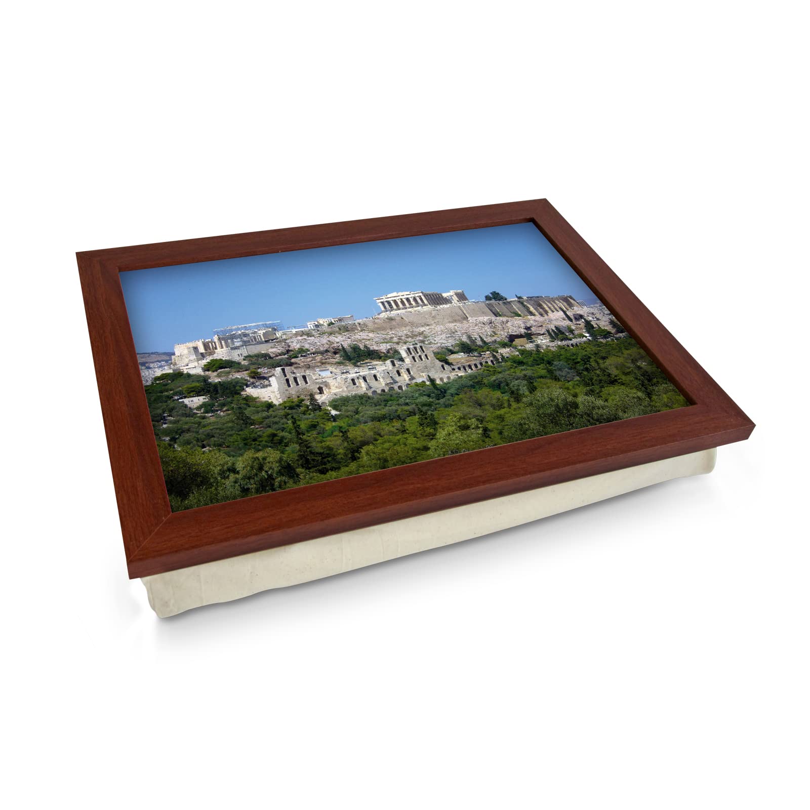 Extra Large Portable Lap Desk Tray (Acropolis) Wide Multi Purpose | Handmade Large Wooden Frame, Big Beanbag Cushion Bottom | Computers, Laptops, Meals, Food | 49.8cm | XL5 Brown