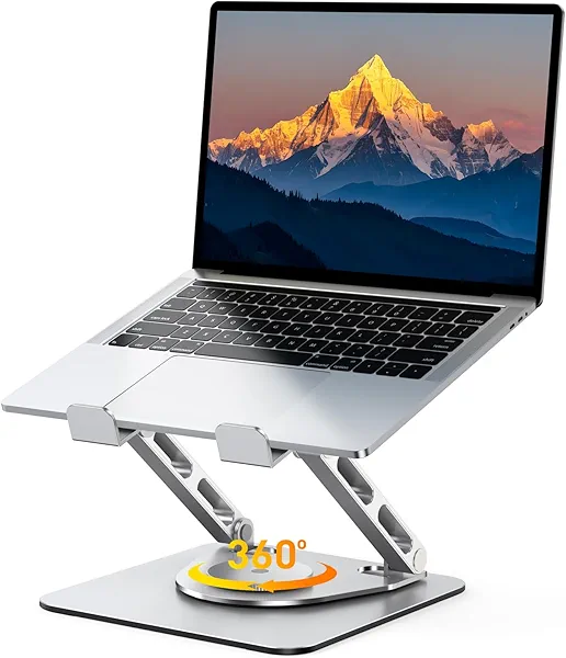 RIWUCT Laptop Stand for Desk 360° Flexible Rotating, Ergonomic Adjustable Laptop Riser Holder with Dual-bar Support, Portable Computer Notebook Stand for MacBook Air Pro, Dell XPS, HP (10-16")