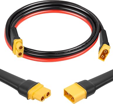 XT60 Extension Cable 3FT, 10AWG Tinned Copper Wire with XT60 Male to Female Connectors, Heavy-Duty Power Cord for RC Models, Drone, and Solar Applications