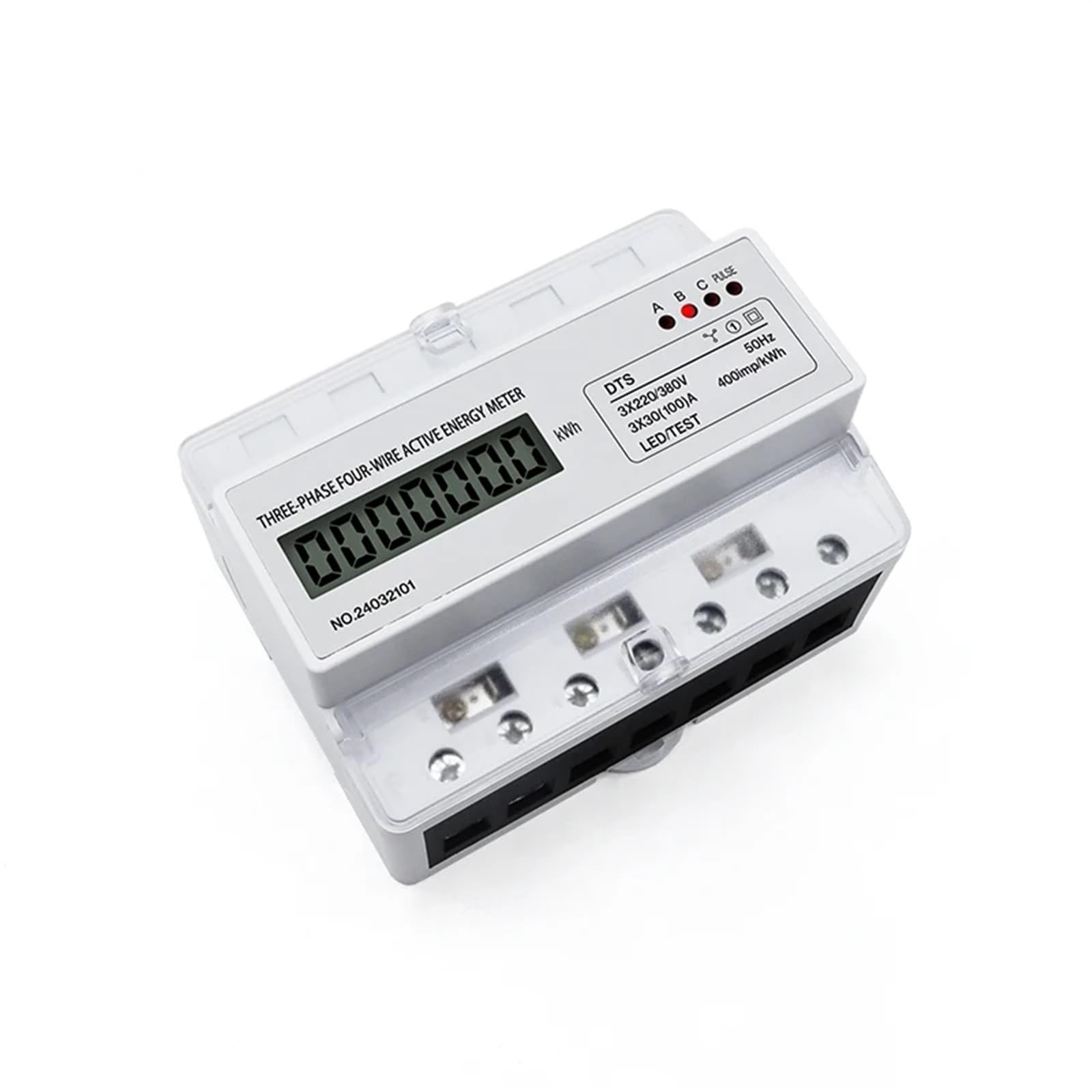 Medidor de energía trifásico de cuatro cables, 380 V, LCD, medidor electrónico de potencia, vatímetro, KWh, 100 A, CA, LCD, 7 P, 50 Hz, 3 P, 4 W, DTS017, 1 unidad