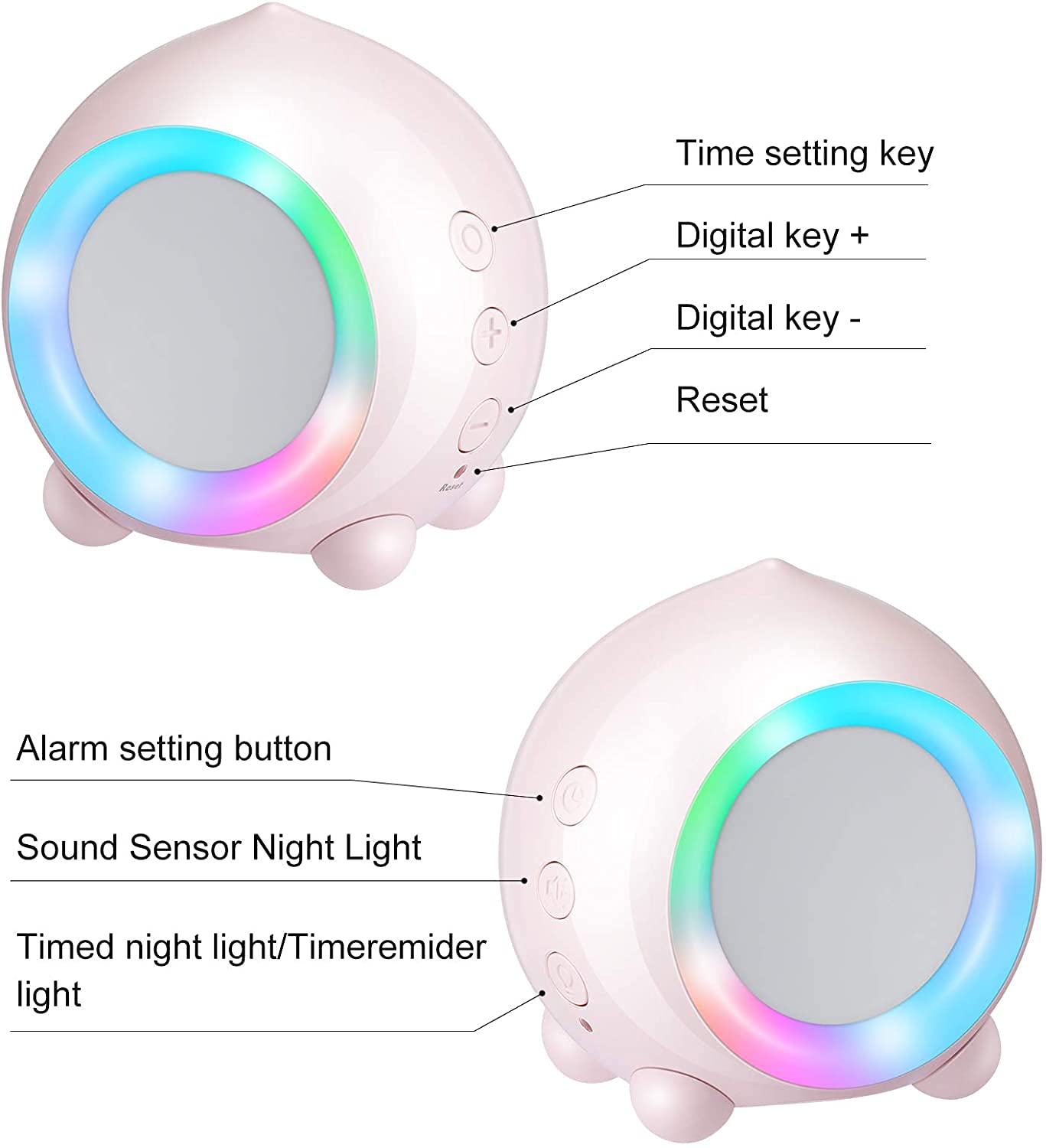WTL Despertador Reloj despertador para niños, Luz de despertador, Reloj digital, Temporizador de snooze, Función de snooze, Reloj de alarma de simulador digital, Muchacho de la cabecera, reloj despert