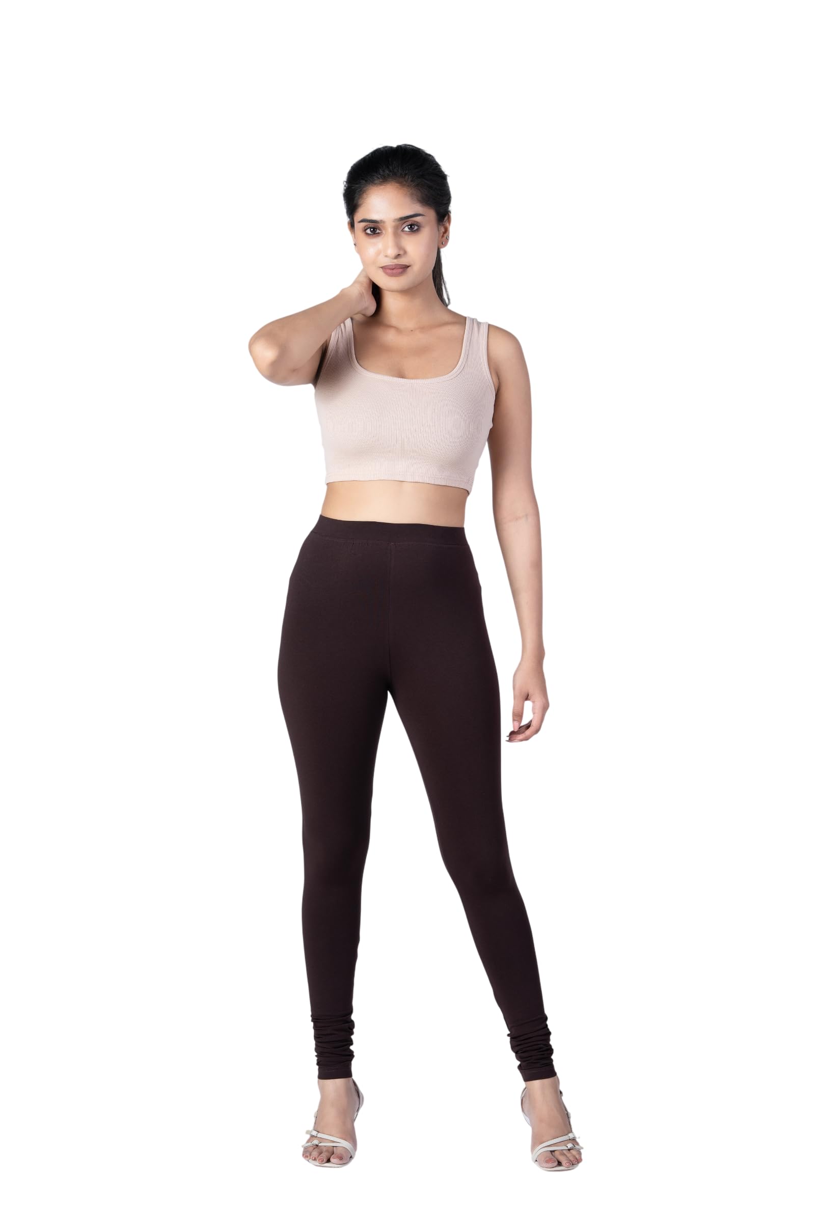 Slimflow Coffee Churidar Leggings | Premium Cotton Stretch Pants | Traditional Ethnic Wear for Women | Breathable Comfort Fit-image-33