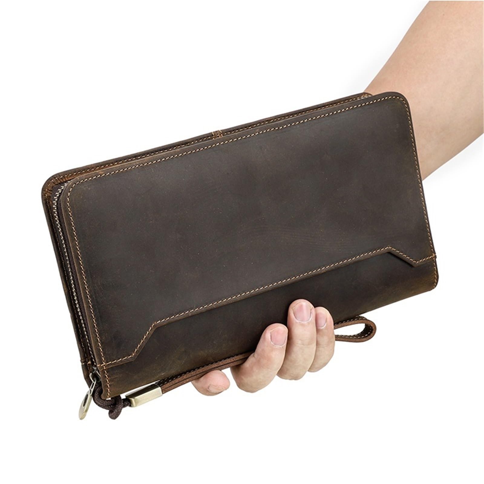 Reisepass Organizer Echtes Leder Familie Pass Kupplung Brieftaschen Vintage Männer Reisetaschen Abdeckung Karte Halter Telefon Tasche(Coffee)