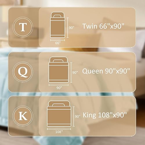 Miniatura 6 de downluxe - Manta con ribete de satén, ligera, con relleno alternativo, para todas las estaciones, lavable a máquina, tamaño queen (color azul frío,