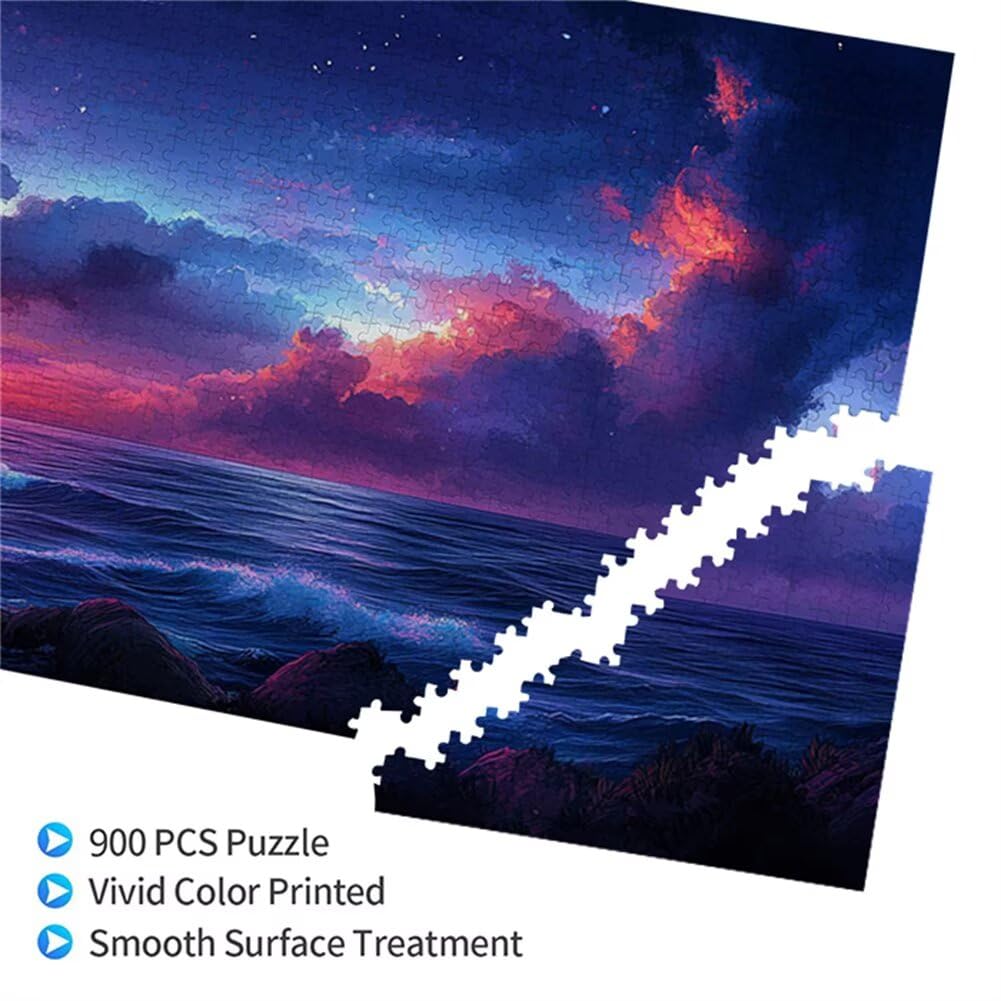 Puzzle Phare 900 Pieces Paysage Puzzle Adultes 87 x 34 cm DIY Difficile Classiques Jigsaw Panoramique, Adulte Jeu éducatif, 2025 Bois Jigsaw Art Impossible Famille Challenge, Cadeau pour Femme D-2