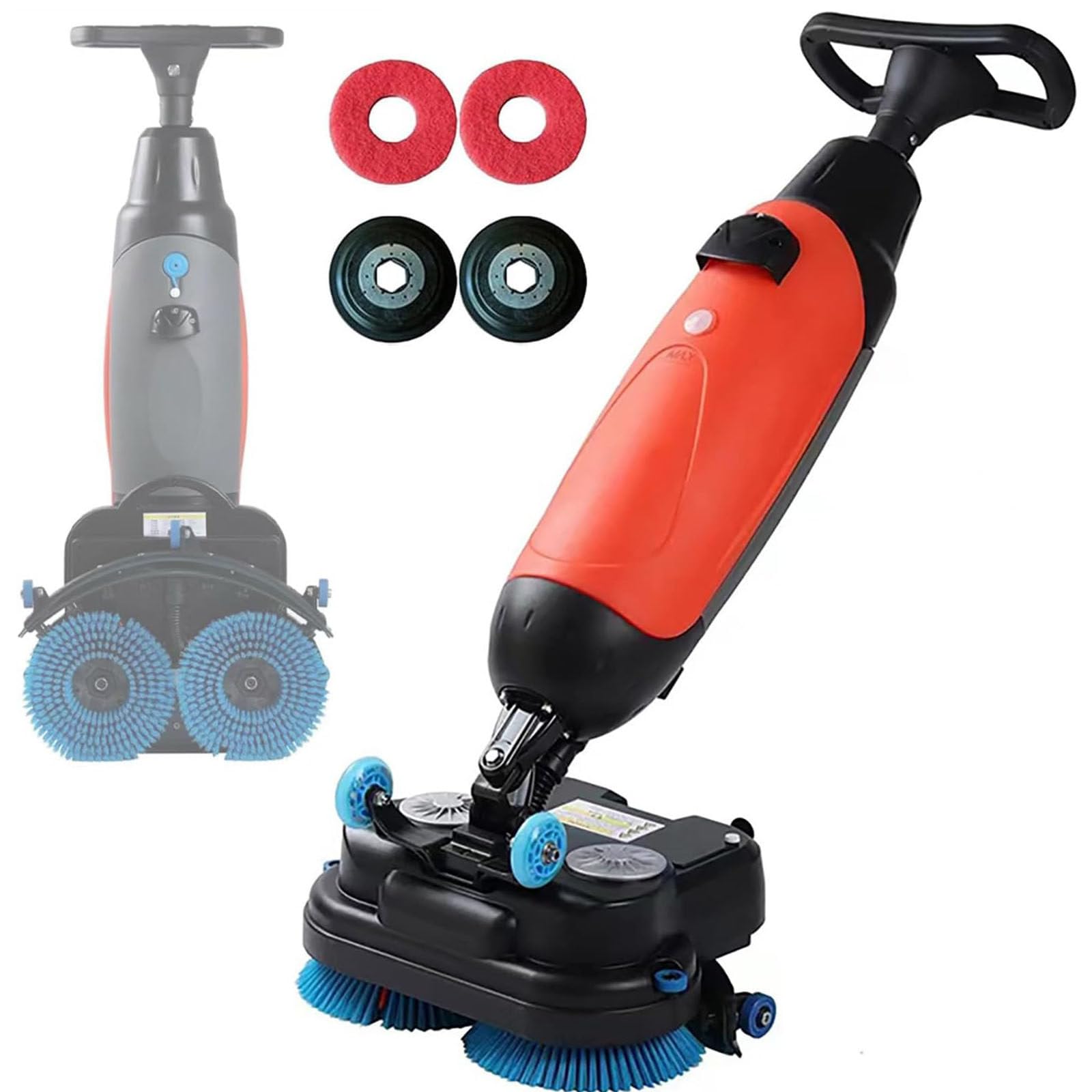Máquina limpiadora de suelos inalámbrica, limpiador eléctrico de pisos de madera dura, cepillos dobles y 240 RPM, tiempo de funcionamiento de 90 minutos, para suelos de cocina y oficina, compacta y