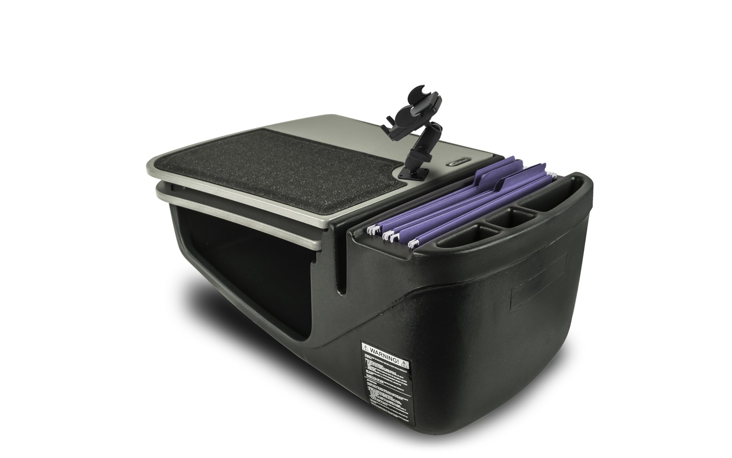 AutoExec GripMaster Car Desk for Your Vehicle Workstation and Mobile Office, Grey with 400 watt Power Inverter and Phone Mount