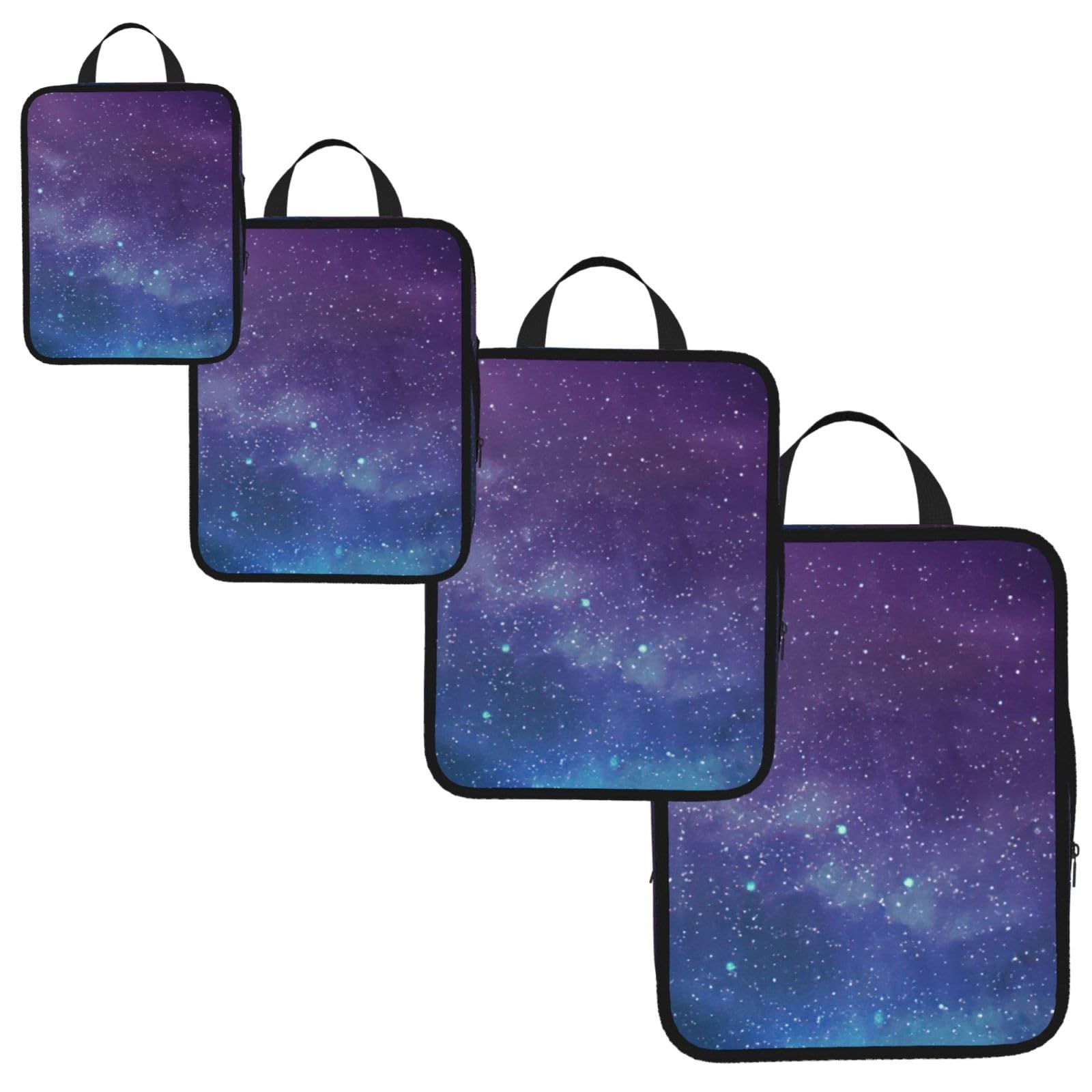 Universe with Stars Galaxy Interstellar Print 4 Set Compression Packing Cubes for Suitcases,Expandable Storage Bags Organizers