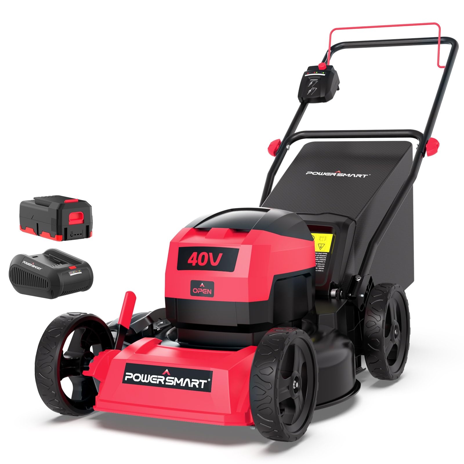 PowerSmart 40V 17" Cordless Lawn Mower, 3-in-1 Brushless Push Lawn Mower with 4.0Ah Battery & Charge