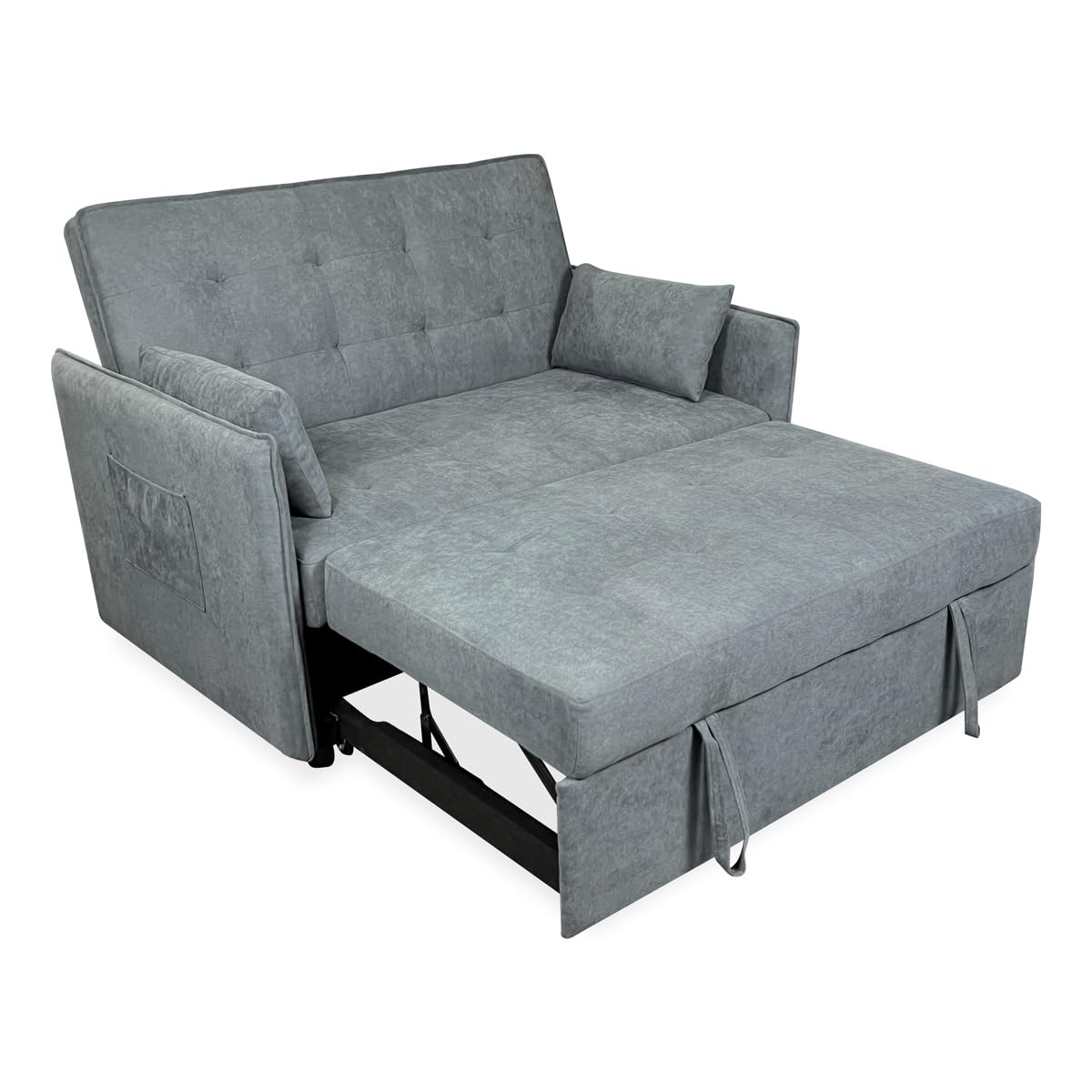 Homey - Sofá Cama de 2 Plazas Modelo Zumaia, Diseño Moderno, Práctico y Funcional, con Cojines Decorativos, Fácil Apertura, Gris