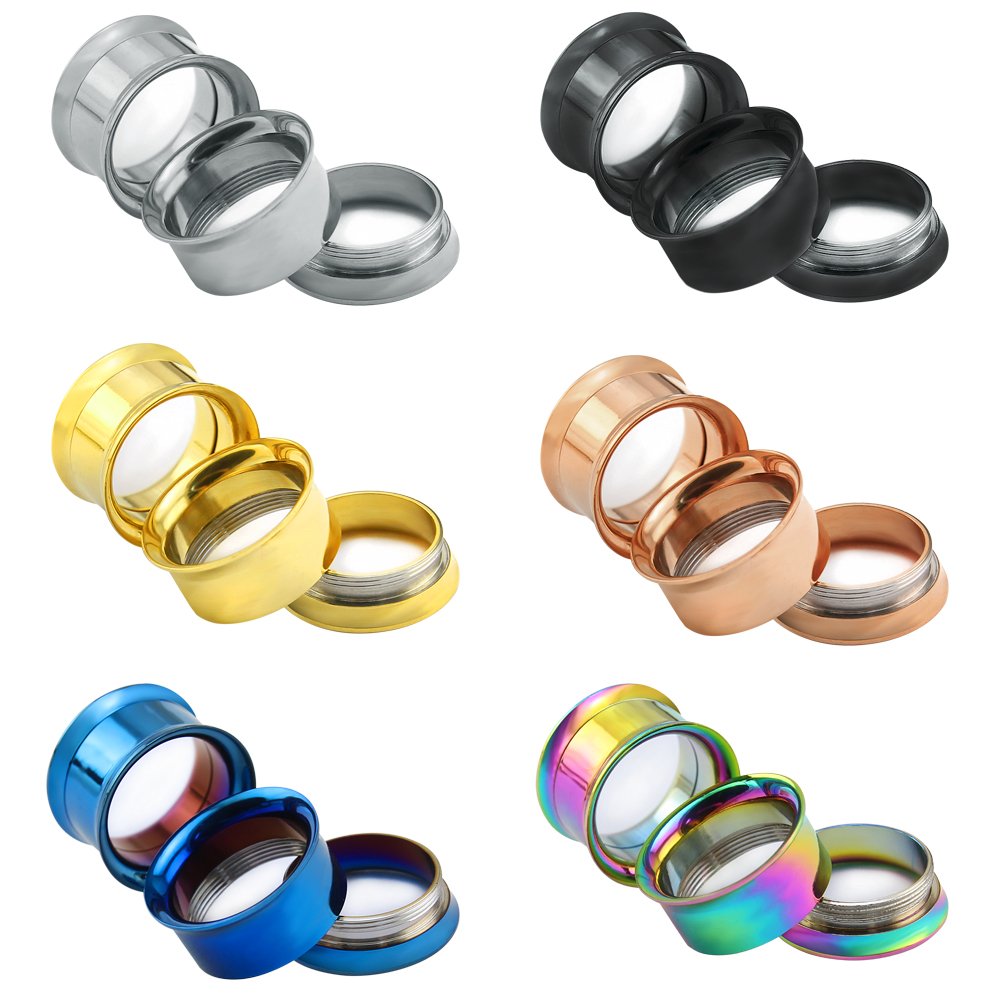 E-Fashion Store 6Pairs 8g-1” Internal Thread Stainless Steel Double Flared Ear Tunnels and Plugs Gauge Ear Expander