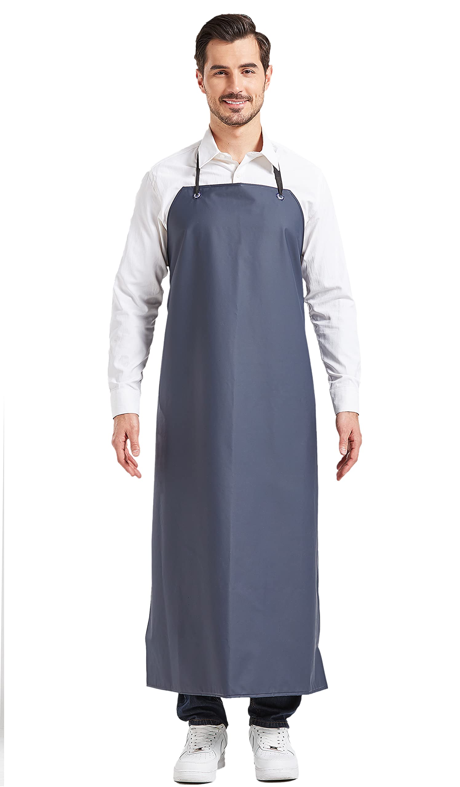 Nanxson Grembiule impermeabile in PVC con coulisse regolabile sul collo e cintura in vita Grembiule resistente alle sostanze chimiche per la pulizia e il giardinaggio